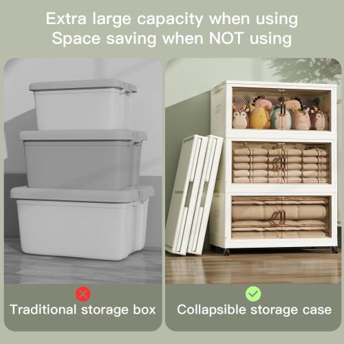 KHNR 5Packs Stackable Storage Bins with Lid, 36 Gal Closet Organizer and Storaging Drawer, Collapsible Storage Box with Wheels, Plastic Clothes Storage Cabinet Containers for Home, Office, Dorm