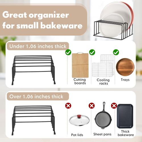 Baderke 3 Pack Cutting Board Organizer Cutting Board Holder Rack Baking Cookie Pan Sheets Cooling Small Racks Storage Stand for Kitchen Cabinet Bakeware Organizer (1.06 and 0.51 Inch Wide Slots)