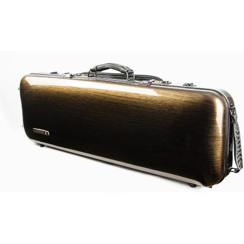 CARBON FIBER 4/4 Full Size Violin Case - High-Strength Carbon Fiber Rectangular Music Bag With Combination Lock and Extra Bag - Golden Hard Case (VB-Square-Golden Spot)