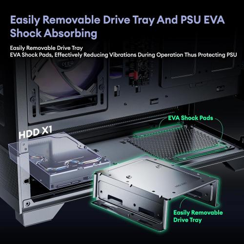 Okinos Aqua 7, Pre-Installed 6 × 120mm PWM ARGB Fan, ATX Mid Tower PC Case, Computer case with Panoramic View Tempered Glass Front & Side Panel, Type C Port, Gaming PC Case, Black