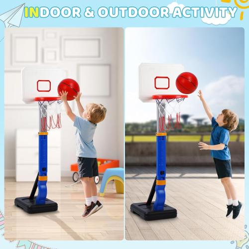Size 27.55 to 54.33  Toddler Basketball Hoop Indoor, 27.55 to 54.33 Height Adjustable Mini Basketball Hoop Outdoor, Toys for Age 3  Boys Girls Kids Babies Gifts Birthday Children's Day Parent Games Learning Exercising
