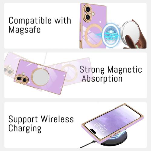 KANGHAR Case Designed for iPhone 17 Magnetic [Compatible with MagSafe] Luxury Cute Plating Design Case Full-Body Anti-Scratch Shockproof Bumper Protective Cover Purple