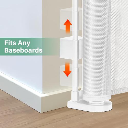 Size 55 Color White Reinforced 26 Inch Tall Retractable Baby Gates to Step Over 55 Wide Small Outdoor Retractable Child Gates for Doorways Short Retractable Dog Gates for Baby Indoor Retractable Stairs Gate for Kids