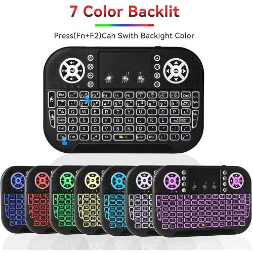 A8 Mini Bluetooth Keyboard, Dual Modes(2.4GHz/Bluetooth) Wireless Keyboard Controller with Touchpad Mouse Combo,3-7 RGB Backlits, Rechargeble, Remote Control for Computer/Tablet/Mobile Phone/TV Box