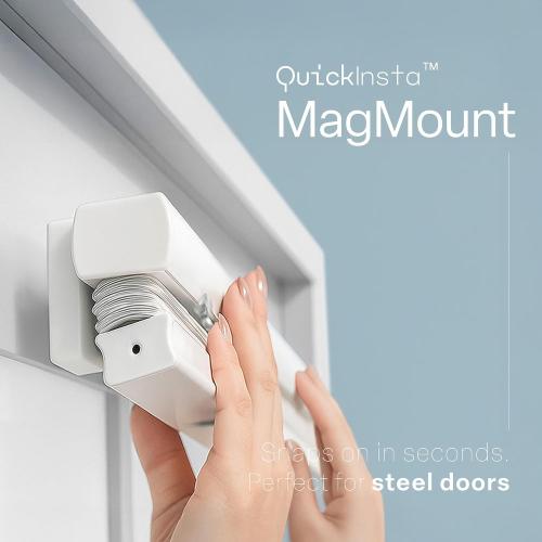 REGAL estate Strong Hold Magnetic Door Mini Blinds, White, 25 x 72 in | No-drill installation, Ideal for offices, kitchens, and magnetic steel entry doors, Light filtering, Cordless 1 in slats