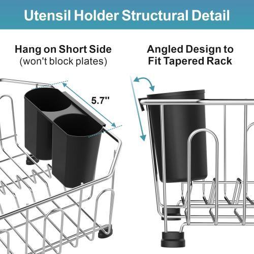 GSlife Small in Sink Dish Drying Rack - Stainless Steel Compact Dish Drainer for RV Kitchen Apartment Sink, Rust Resistant Inside Sink Rack, 1–2 Person Households, 11.6 W x 13.4 L, Silver