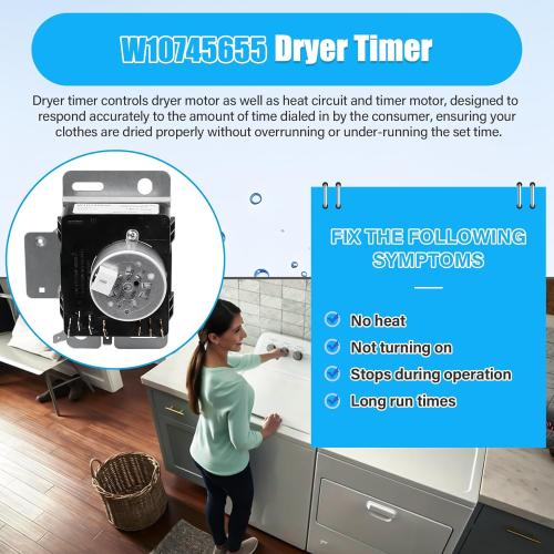 W10745655 W10857612 Dryer Timer Control Compatible with Whirlpool, Maytag, Amana, Roper, Admiral, Crosley and Inglis Clothes Dryer, Replacement Parts AP6003908, 4454384, PS11731366, W10745655