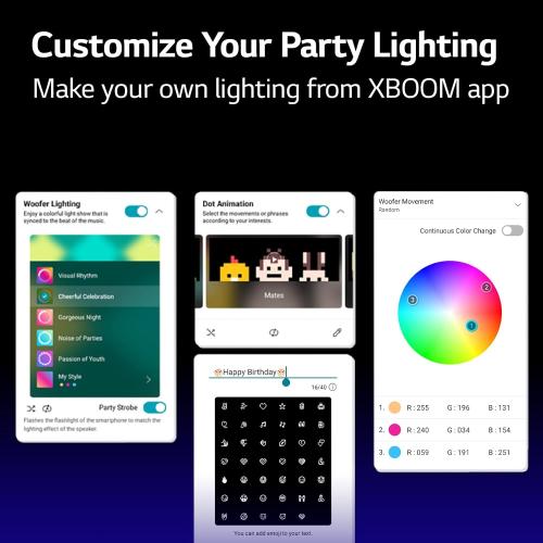 LG XBOOM XL7 Portable Tower Speaker with Pixel LED Lighting and up to 20 Hrs of Battery Life, Black