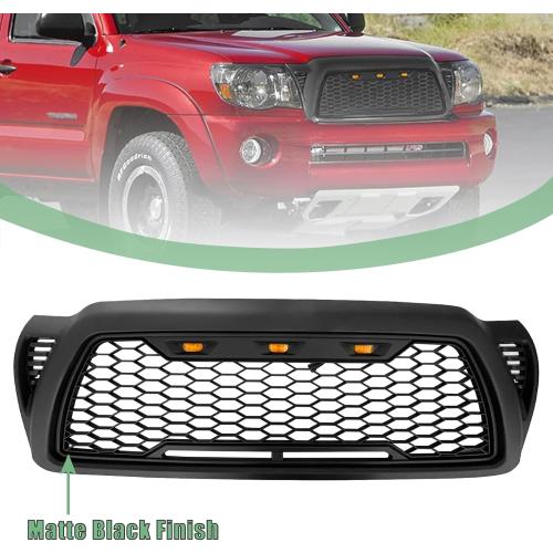 MATMACRO Mesh Grille Compatible For Toyota Tacoma front grill with 3 LED Lights 2005 2006 2007 2008 2009 2010 2011
