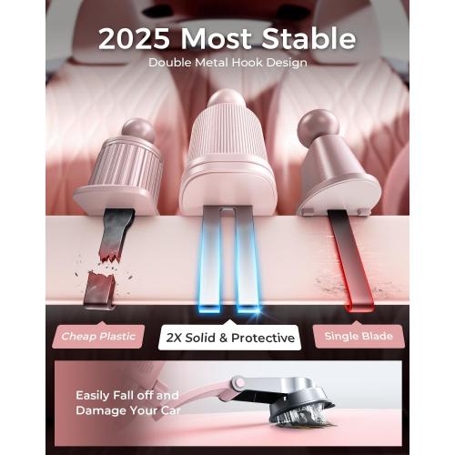 MRGLAS 2025 Upgraded Phone Holders for Your Car with New Metal Hook Clip, Handy Air Vent Cell Phone Car Mount [One Hand Operation], Universal Automobile Accessories for iPhone Android, Gifts for Women