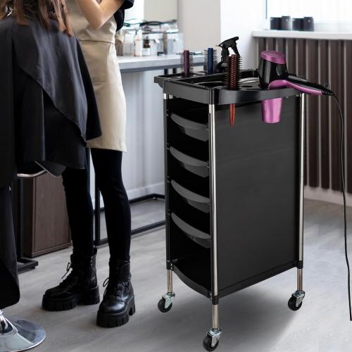 Noverlife Hair Salon Storage Tool Cart, 6-Layer Salon Cart with Wheels, Space Saving Barber Station Trolley, Rolling Carts for Hair Stylist Barber Storage Trolly for Hairdressing Beauty SPA Tattoo