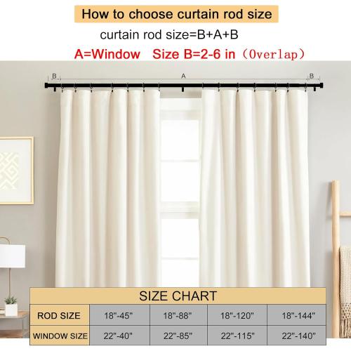 Black Curtain Rods 18 to 45 inches,1 Inch Modern Metal Drapery Rods,Adjustable Heavy Duty Curtain Pole Suitable for Bedrooms and Living Rooms(18-45Black)