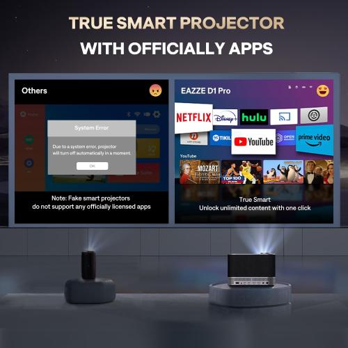3-in-1 Projector 4K Supported, AURZEN BOOM 3 Smart Projector with WiFi and Bluetooth, 3D DoIby Audio & 36W Speakers, Auto Focus & Keystone, Netflix Official 500 ANSI Home Outdoor proyector, Black