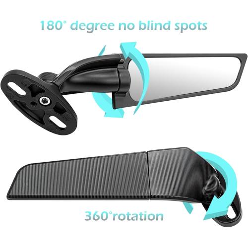 Aerodynamic Motorcycle Mirrors, 1 Pair Modified Racing Motorcycle Rearview Mirror,Wide Viewing Angle Wing Mirrors,360° Rotation for Sport Bikes - Honda Kawasaki Suzuki Yamaha (Small)