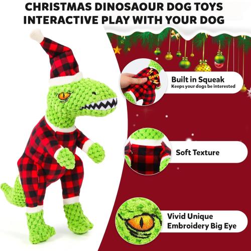 Christmas Dog Toy for Large Breeds - Squeaky Plush Tug of War Toy with Crinkled Paper - Stuffed Animal to Keep Dogs Busy