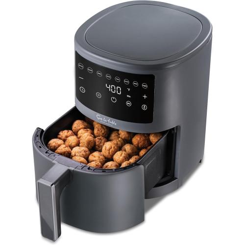 Sur La Table Compact 3.8 Quart Air Fryer - Digital LED Touchscreen Display with 8-Presets, Air Fry, Bake, Roast, Broil, and Reheat, 1500W