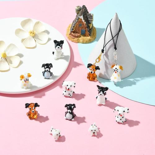 Ornaland 12 Pcs Dog Lampwork Glass Beads Cute Cartoon Animal Puppy Spacer Beads for DIY Bracelet Necklace Jewelry Making(Puppy)