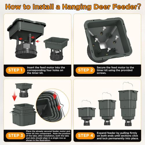 5 Gallon Hanging Deer Feeder, Automatic Game Feeder with Programmable Digital Timer (4 Feed Times), Easy Installation,Batteries Not Included