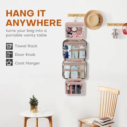 5.8L Travel Toiletry Bag for women - 2.1 GAL Water-resistant Makeup Cosmetic Bag Organizer With Hanging Hook for Travel Accessories Shampoo Full-size Container, Black