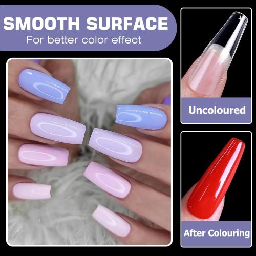 600pc Medium Square Nail Tips Fake Nails Press on Nails Clear Nail Tip Full Cover False Nails Artificial Fingernail, 12 Size Soft Gel Nail Tips Square for Acrylic Nail Gel Nail Extensions