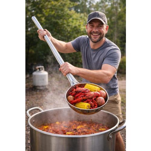 Extra Large 46” Stainless Steel Spoon – Giant Lightweight Cooking Ladle for Commercial & Home Use – Nearly 4ft Long Industrial Very Big Kitchen Spoon for Soups, Chili, Stock Pots, or Theater Prop
