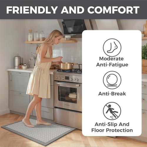 YDKGL Kitchen Rugs Non Slip Washable Kitchen Mat Anti Fatigue Gray 17x59