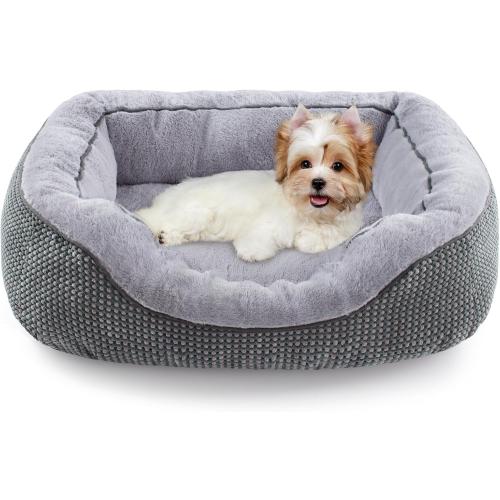 INVENHO Small Dog Bed for Small Dogs, Cat Beds for Indoor Cats Washable, Orthopedic Dog Bed, Warming Soft Calming Sleeping Puppy Bed Durable Pet Bed with Anti-Slip Bottom S(20x19x6)