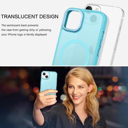 BENTOBEN Magnetic for iPhone 13 Case & iPhone 14 Case [Compatible with Magsafe] Translucent Matte Phone Case iPhone 13/14 Slim Shockproof Women Men Protective Cover for iPhone 13/14 6.1, Lake Blue