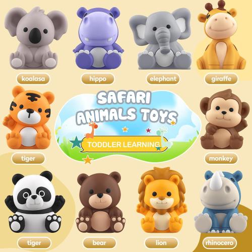 Toddler Toy for 1 2 3  Years Old, Learning Toy for Toddlers with 20PCS Safari Animal, Montessori Educational for Kids,10 Animals &10 Houses for Babies Boys Girls Easter Christmas Birthday Gift