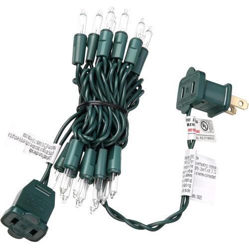 Mini Christmas Lights String Warm White Vintage Short Strand String Lights, Clear Bulbs Wire Fit Light up Christmas Decorations(20 Bulbs Connectable,5ft,Green)