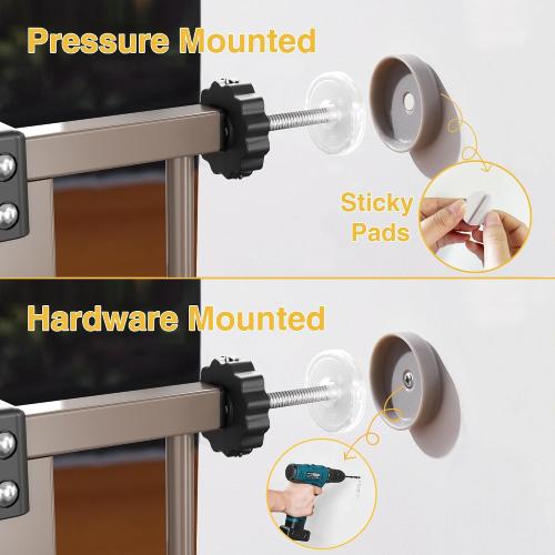 InnoTruth 29.5–40.75 Baby Gate for Stairs, 30 Tall Dog Gates for Doorways & Hallways, Safety Gate for Kids & Pets, Pressure-Mounted Walk-Through with Dual Lock & 2-Way Swing, Brown
