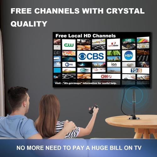 TV Antenna for Local Channels, TV Antenna for Smart TV Indoor -18ft Cable | Support 4K 1080p with Signal Booster for Local Channels, Long Range Reception(Dark Grey)