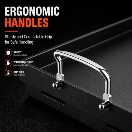 Cast Iron Griddle for Gas Grill, 25 x 16 Nonstick Flat Top Grill Griddle Plate, No Seasoning Required, Heavy Duty Outdoor BBQ Griddle with Grease Drain for Camping, Tailgating and Backyard Cooking