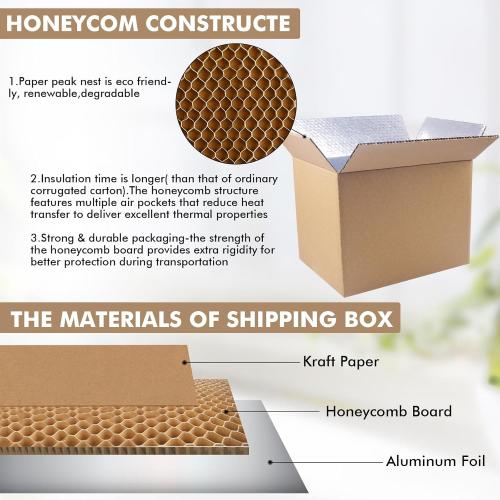 6 Pack Insulated Shipping Box Honeycomb Paper, Insulated Carton with Aluminum Foil Liner, Reusable Large Foil Cooler Carton Moving Kits for Mailing Packing 11 x 6.1 x 7.87