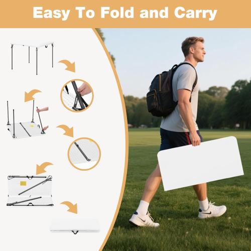 34 Square Folding Table for 4 Person, 330lbs Weight Capacity Foldable Table with HDPE Tabletop & Heavy-Duty Steel Legs, Large Portable Picnic Table for Indoor Outdoor Parties, Camping, White