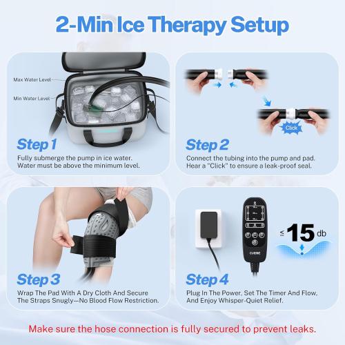 CUEME Ice Machine for Knee After Surgery, Programmable Timer Cold Therapy Machine, Knee Replacement Recovery System, Cryotherapy Pain Relief Pad for Shoulder, Hip, Ankle & Foot