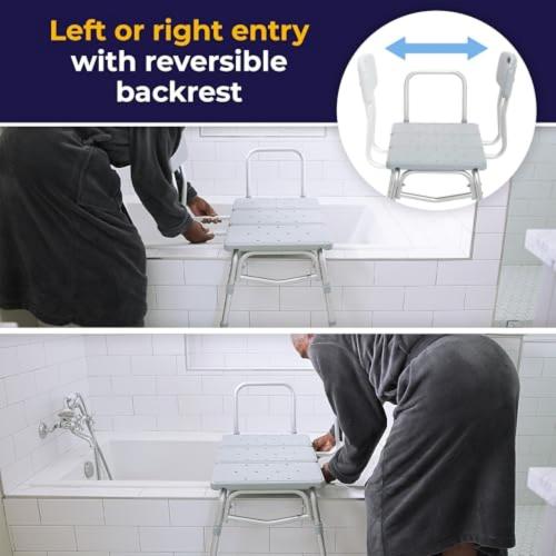 Drive Medical Tub Transfer Bench for Bathtub, Height Adjustable | Adjustable Backrest Offers Flexible, Comfortable Positioning During Bath and Shower Bench Transfers Daily