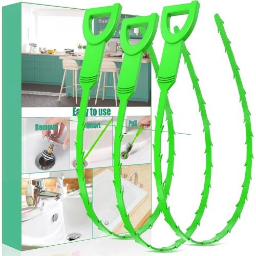 25in Drain Snake Hair Clog Remover - 3 Pack Sink Shower Unclogger Tool
