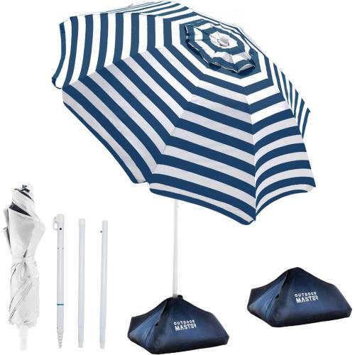 OutdoorMaster 7.2ft Beach Umbrellas for Sand with Sandbag & Anchor