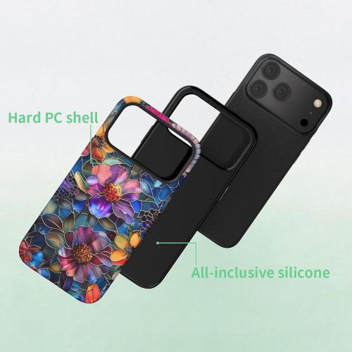 Compatible with iPhone 17 Pro Case 6.3”, Cute Floral Flower Patterns Shockproof Protective Aesthetic Phone Case with Stylish Designs for Women Girl, Vibrant Defined Blossoms