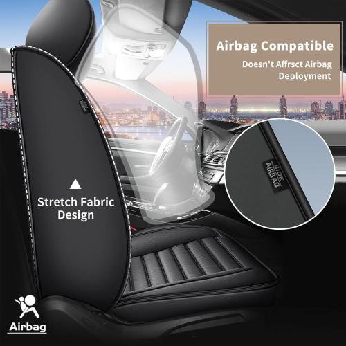 Front Car Seat Covers Custom Fit for Ford Edge 2007-2025, Leather Car Seat Covers Waterproof Automotive Seat Cushion Protector(2PCS Black)