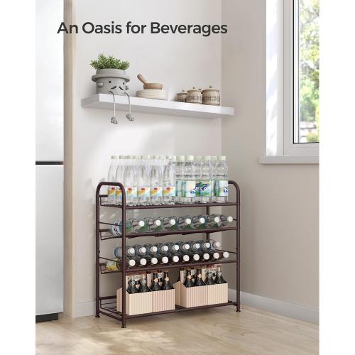 SONGMICS Stackable Shoe Rack, 4 Tier Metal Shoes Rack Storage Shelf, Holds up to 20 Pairs Shoes, Adjustable Slanted Shelves Tower Organizer for Closet Entryway Small Spaces, Bronze