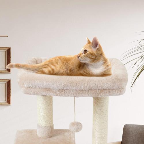 Beige FISH&NAP Cute Cat Tree Kitten Cat Tower for Indoor Cat Condo Sisal Scratching Posts with Jump Platform Cat Furniture Activity Center Play House Beige