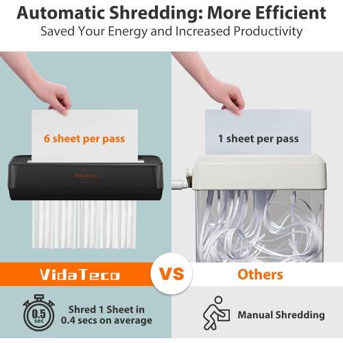 Shredder for Home Use 6-Sheet Strip Cut Paper Shredder,Also Shred Card/Staple,Small Mini Document Shredding Machine for Office with Patented Jam Proof,Portable for Home,2.65-Gal Bin