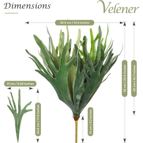 Size 20.9 Velener Artificial Staghorn Fern Plants Without Pot-20.9 Inches, Unique Waterproof Faux Staghorn Fern for Garden, Fall Autumn Decoration