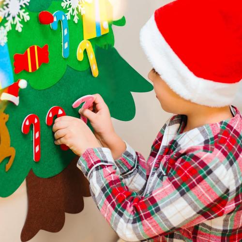 TOBEHIGHER Felt Christmas Tree - 3.4 FT Toddler Christmas Tree for Kids with 35 Ornaments, DIY Xmas Gifts for Kids, Wall Hanging Christmas Decorations, Wall Tree