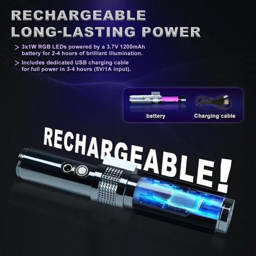 XUZ Light Sabers for Adults Kids, Metal Handle, Heavy Dueling, FX Sound Fonts, 16 RGB Colors, Rechargeable Light Up Sword, Cosplay Costume Party Birthday Gift Toys for Men Boys