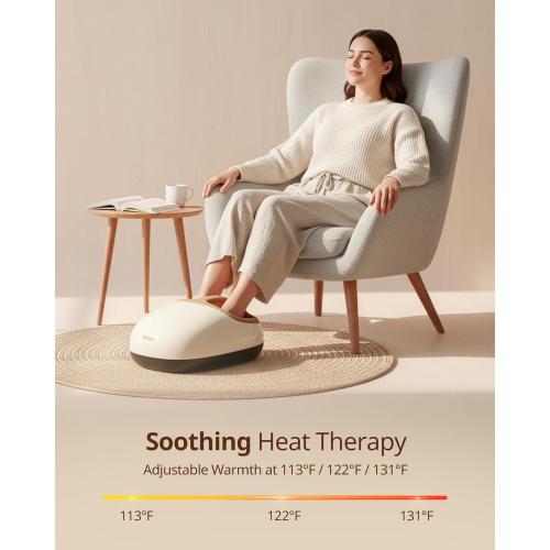 Shiatsu Foot Massager Machine with 3-Level Heat, Deep Kneading Therapy, Air Compression, Auto-off Timer, Remote Control, for Plantar Fasciitis, Neuropathy, Pain Relief, for Men Women Size up to 13