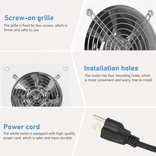 14 Inch Exhaust Fan with Plug, 2647CFM Through-the-Wall Ventilation Fan with Light Weight Pure Copper Motor, for Laundry Room, Toilets, Garage, and Shopping Mall, 110V (14 inch, white)