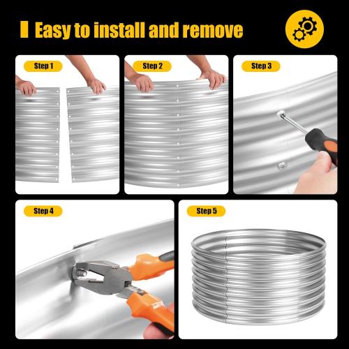 Silver 48 inch Fire Pit Ring, 4FT Galvanized Fire Ring, Wood Burning Fire Pits Ring, Outdoor Fireplace Height 18 Inch, Round Camp Fire Ring, Bonfire Pit for Camping, Backyard (4x4x1.5FT)